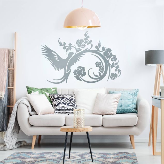 Animal wall decals Wing Beat with Flower Tendril