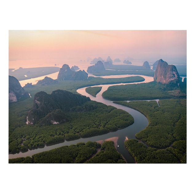 Green canvas wall art River Landscape In Thailand