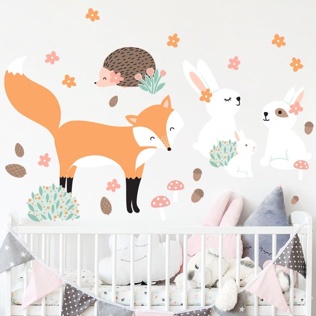 Nursery decoration Forest Friends with hare hedgehog and fox