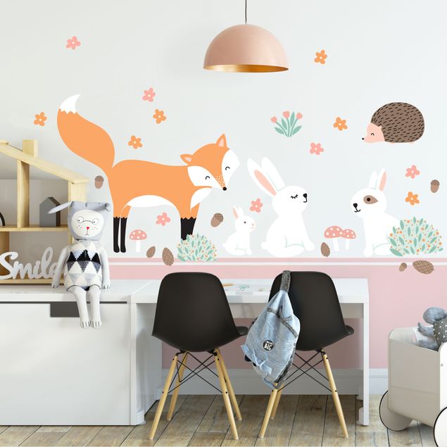 Wall stickers forest Forest Friends with hare hedgehog and fox