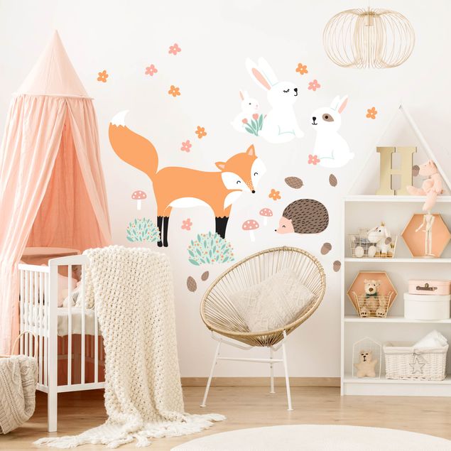 Wall stickers Forest Friends with hare hedgehog and fox