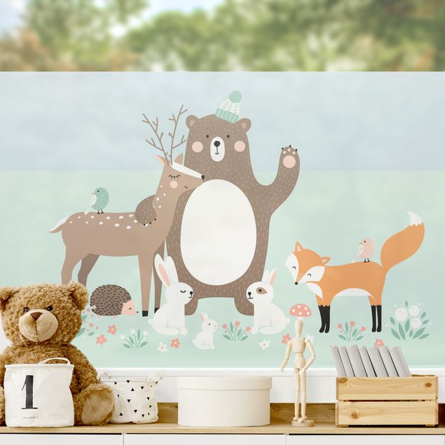 Nursery decoration Forest Friends with forest animals blue