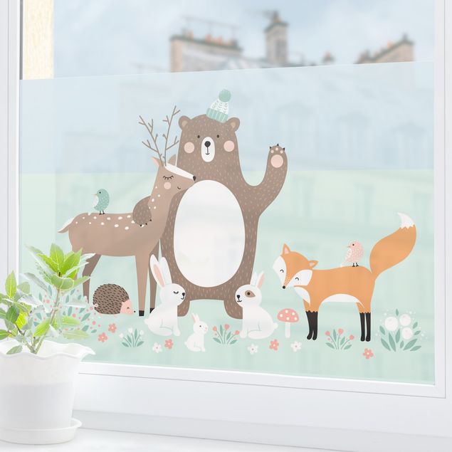 Self adhesive film Forest Friends with forest animals blue