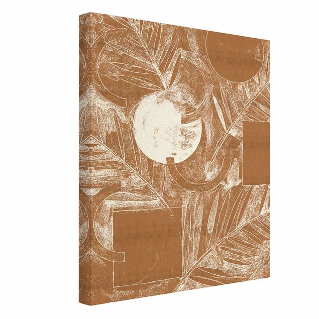 Canvas wall art Shapes And Leaves Copper I