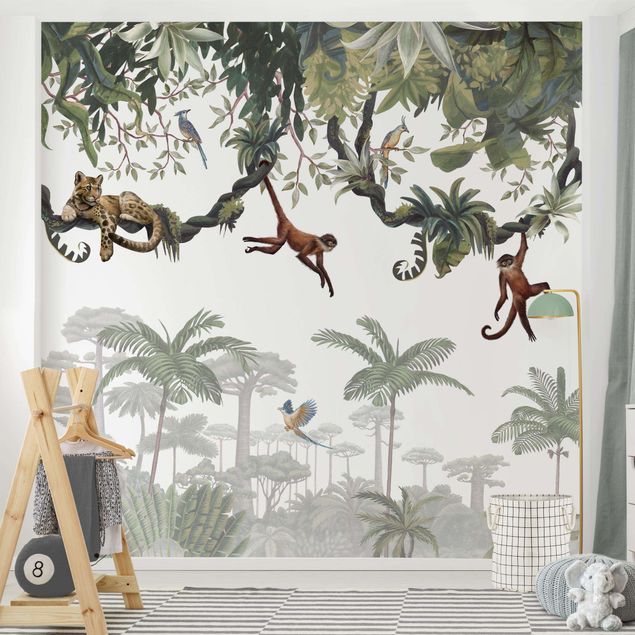Nursery decoration Cheeky monkeys in tropical canopies