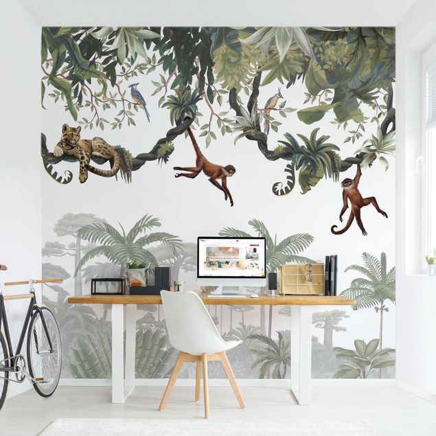 Wallpapers flower Cheeky monkeys in tropical canopies