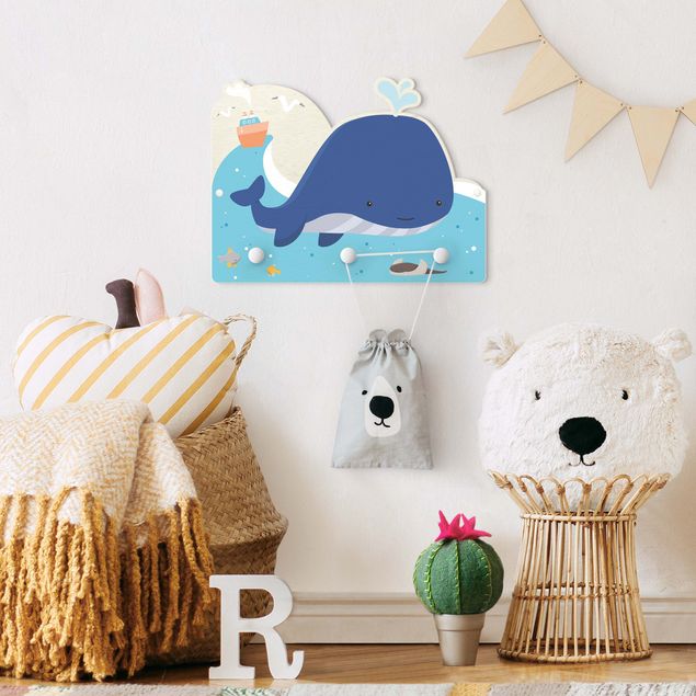 Wall mounted coat rack animals Friendly Whale In The Ocean