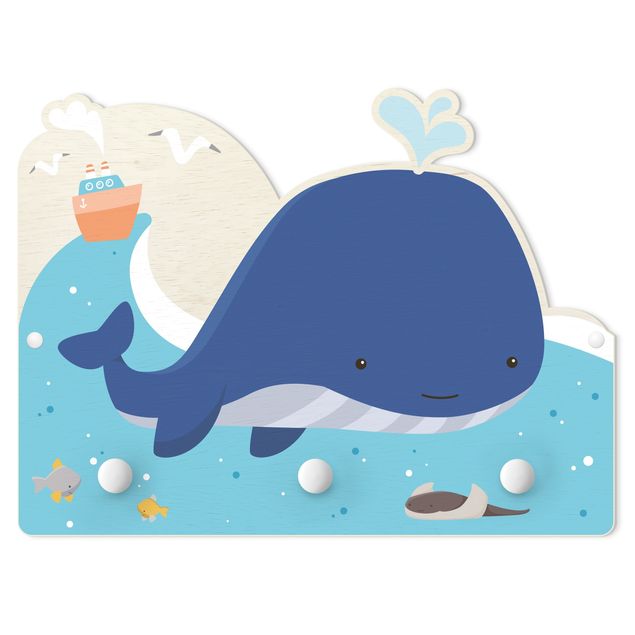 Wall coat rack Friendly Whale In The Ocean