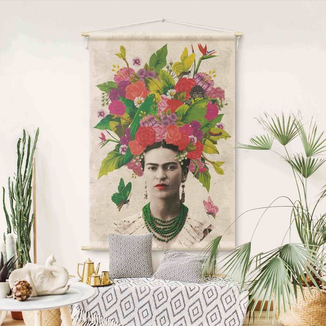 modern wall tapestry Frida Kahlo - Flower Portrait