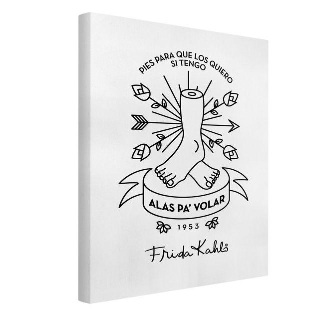 Prints black and white Frida Kahlo Alas pa´ Volar