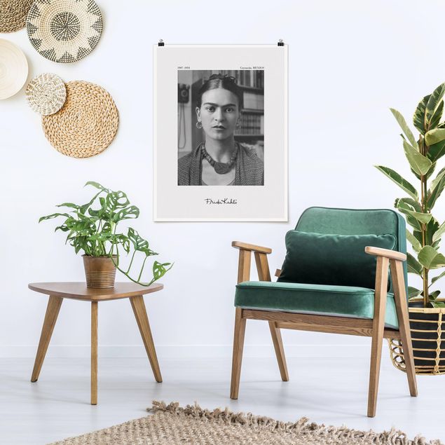 Black and white poster prints Frida Kahlo Photograph Portrait In The House