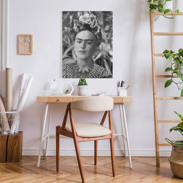 Canvas prints art print Frida Kahlo Photograph Portrait With Flower Crown