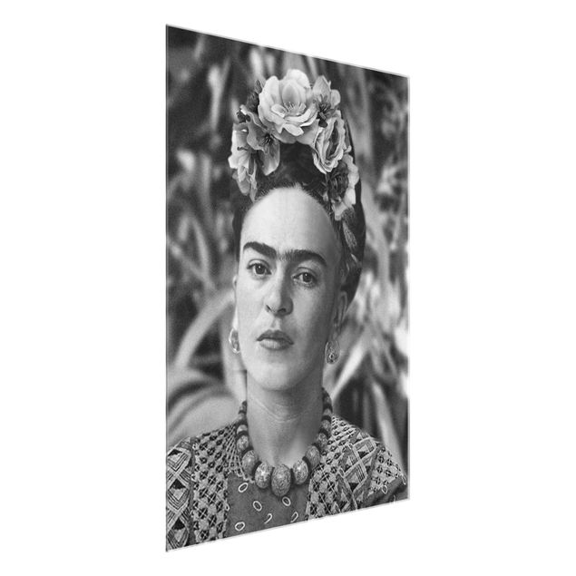 Black and white wall art Frida Kahlo Photograph Portrait With Flower Crown