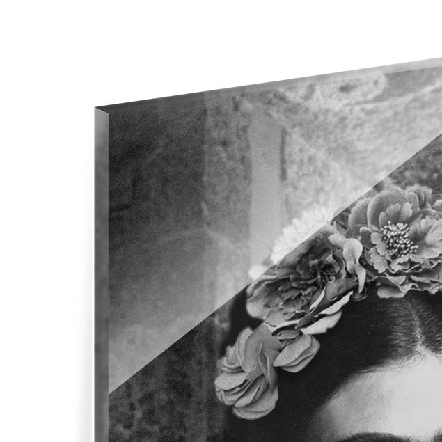 Glas Magnetboard Frida Kahlo Photograph Portrait With Cacti