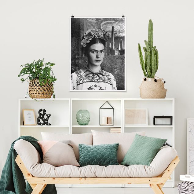 Posters art print Frida Kahlo Photograph Portrait With Cacti