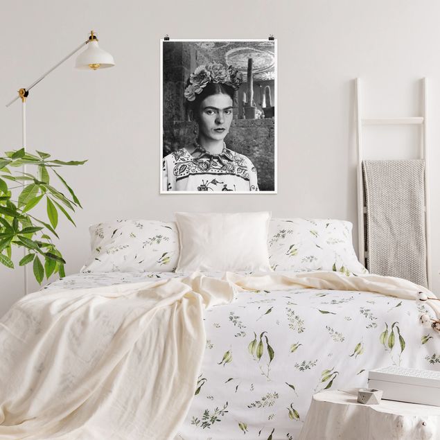 Black and white poster prints Frida Kahlo Photograph Portrait With Cacti