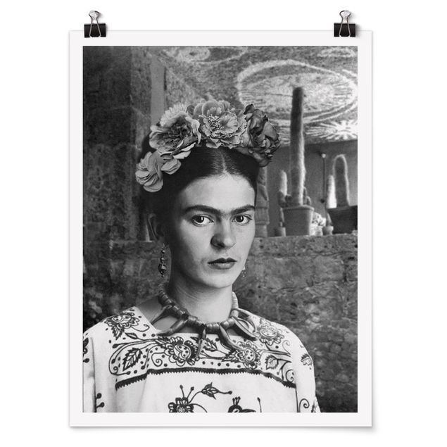 Black and white art Frida Kahlo Photograph Portrait With Cacti