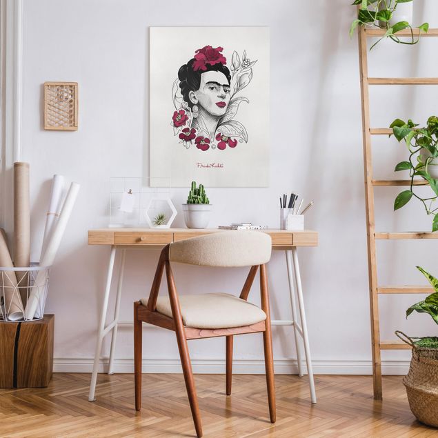 Modern art prints Frida Kahlo Portrait With Flowers