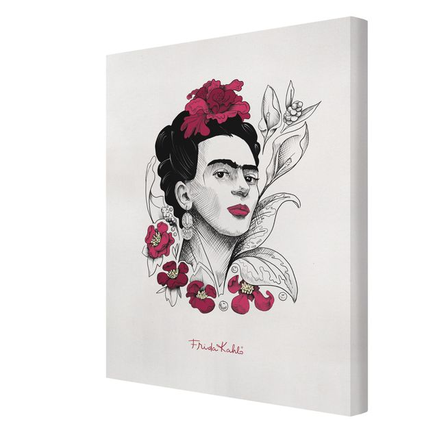 Canvas prints Frida Kahlo Portrait With Flowers