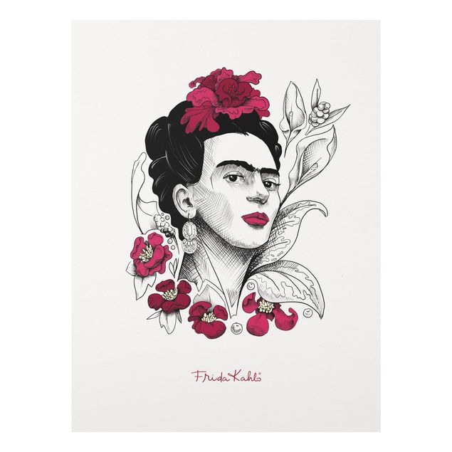 Prints Frida Kahlo Portrait With Flowers