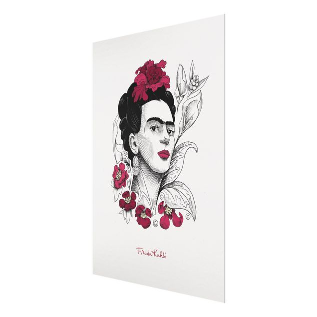 Magnettafel Glas Frida Kahlo Portrait With Flowers