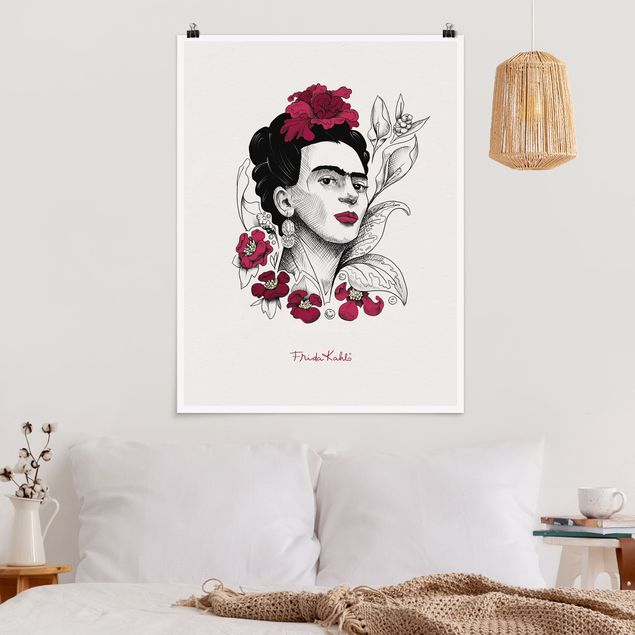 Art posters Frida Kahlo Portrait With Flowers