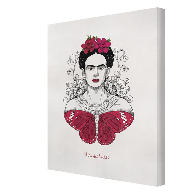 Frida Kahlo paintings Frida Kahlo Portrait With Flowers And Butterflies