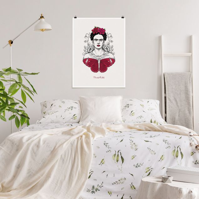Canvas art Frida Kahlo Portrait With Flowers And Butterflies