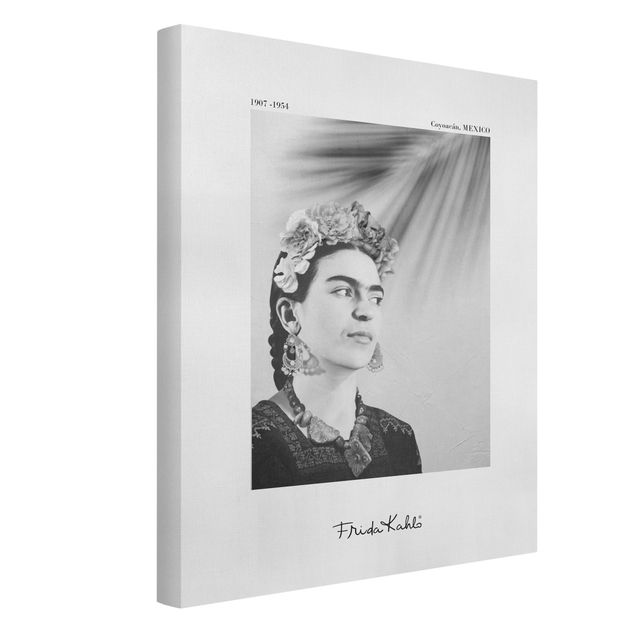 Black and white wall art Frida Kahlo Portrait With Jewellery