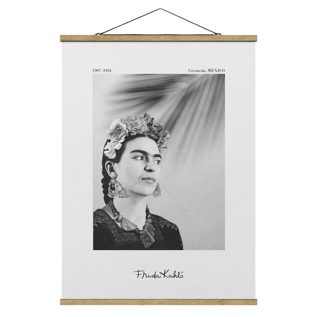 Prints black and white Frida Kahlo Portrait With Jewellery