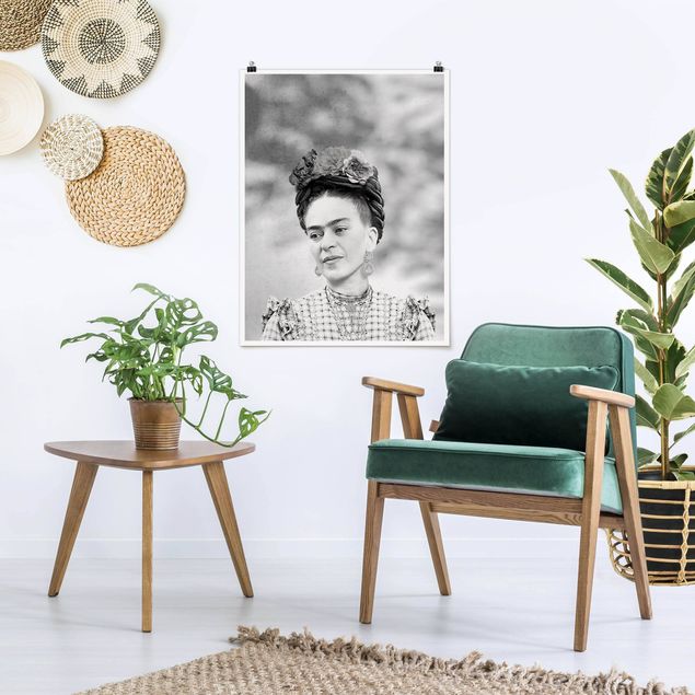 Posters black and white Frida Kahlo Portrait