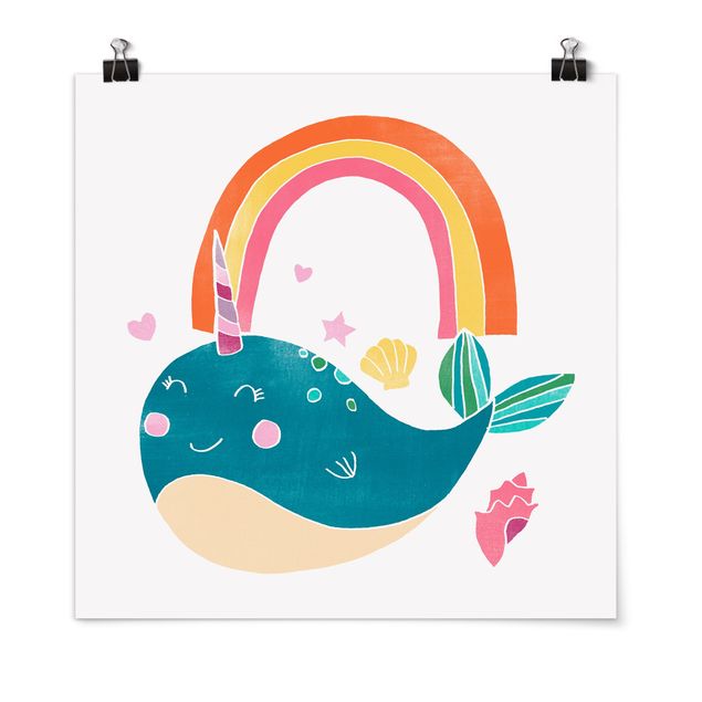 Contemporary art prints Cheerful Narwhal l
