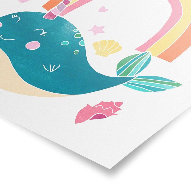 Posters animals Cheerful Narwhal l