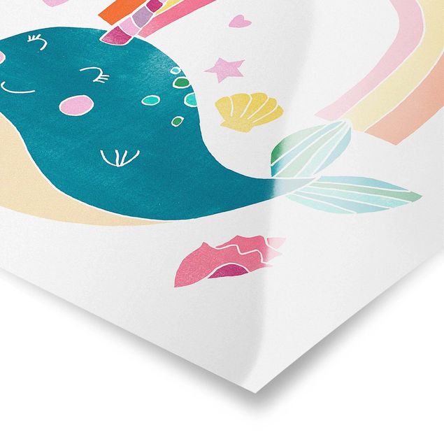 Prints multicoloured Cheerful Narwhal l