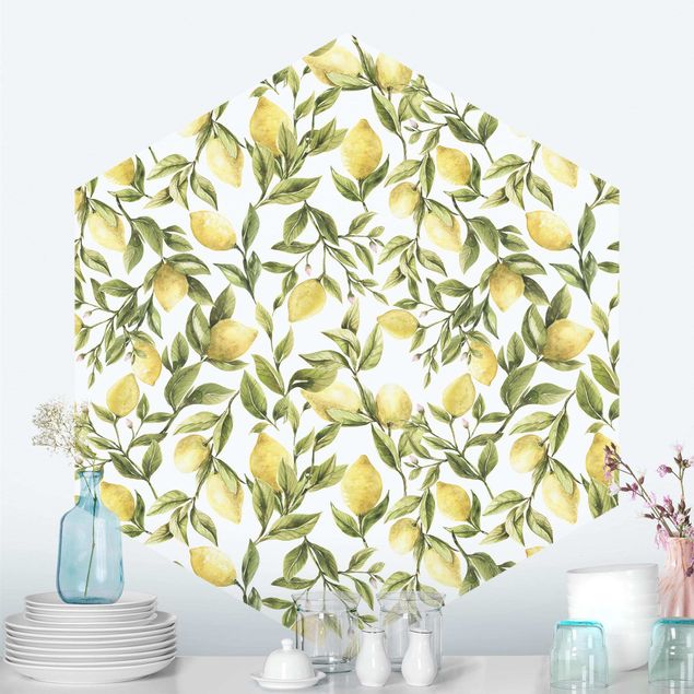 Modern wallpaper designs Fruity Lemons With Leaves