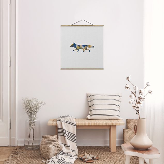 Prints animals Fox In Blue And Yellow