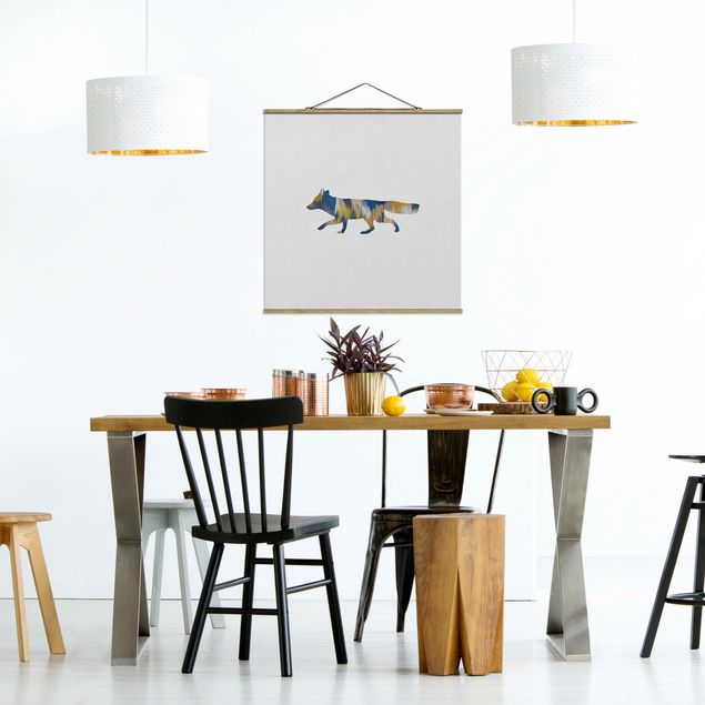 Modern art prints Fox In Blue And Yellow