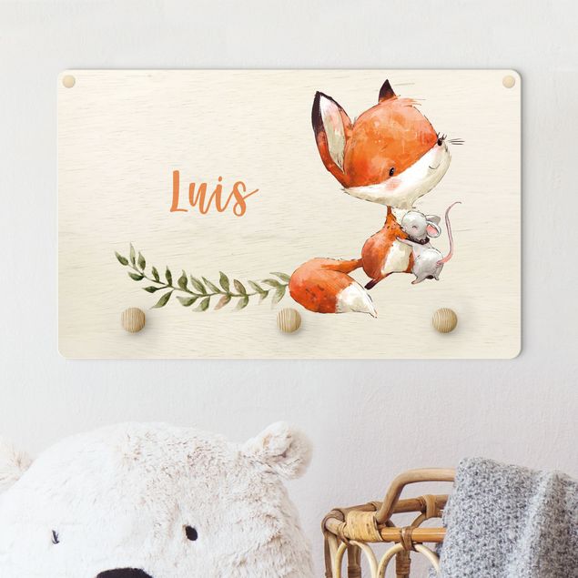 Nursery decoration Fox And Mouse Are Friends With Customised Name