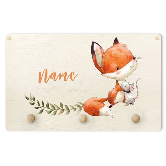 Wall mounted coat rack Fox And Mouse Are Friends With Customised Name