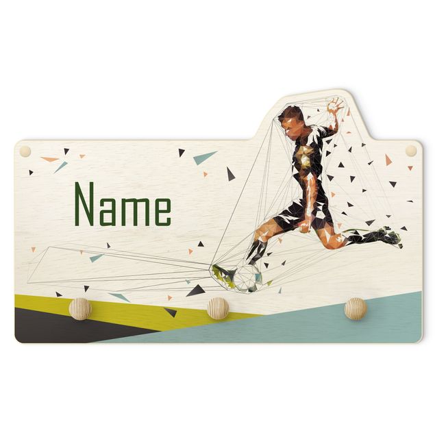 Wall mounted coat rack Footballer At Free Kick With Customised Name
