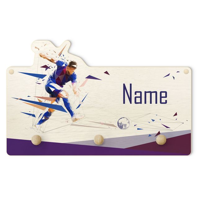 Wall mounted coat rack Footballer Storming Ahead With Customised Name