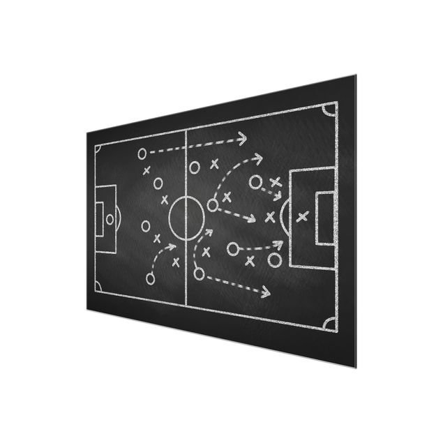 Prints black and white Football Strategy On Blackboard