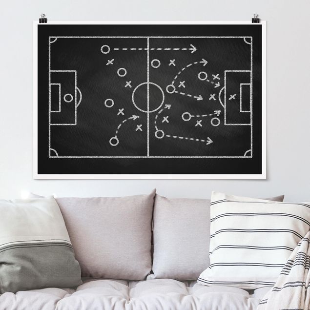 Football prints Football Strategy On Blackboard
