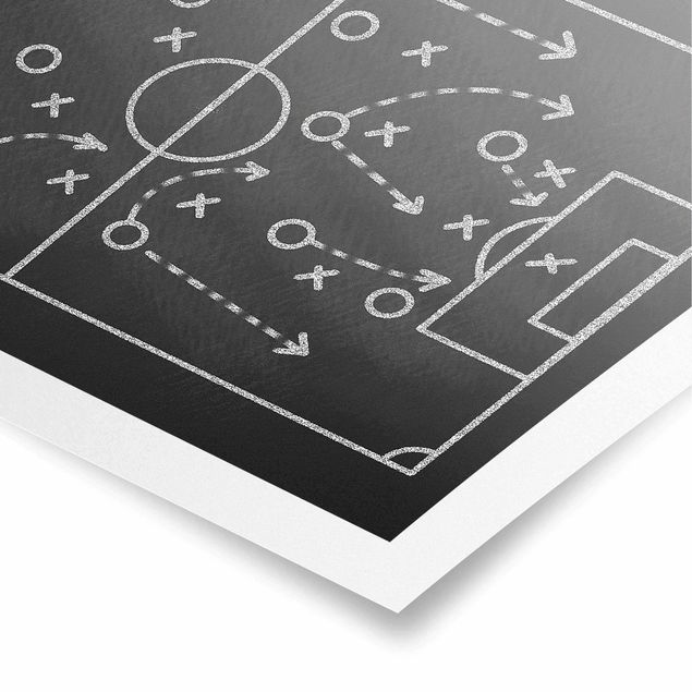 Black and white art Football Strategy On Blackboard