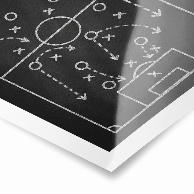 Prints Football Strategy On Blackboard