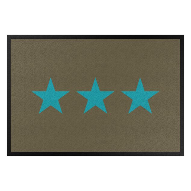 Doormats star Three Stars Brown Turqoise Blue