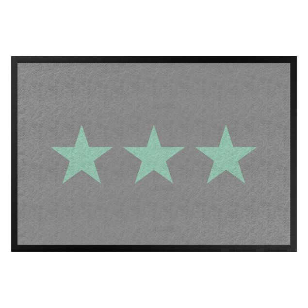 Doormats star Three Stars Grey Mint