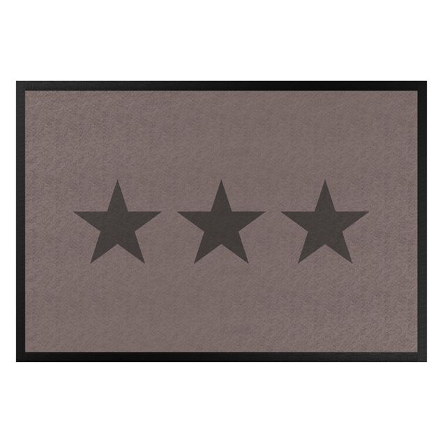 Doormats star Three Stars Grey Brown
