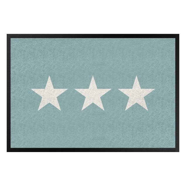 Doormats star Three Stars Turquoise Grey