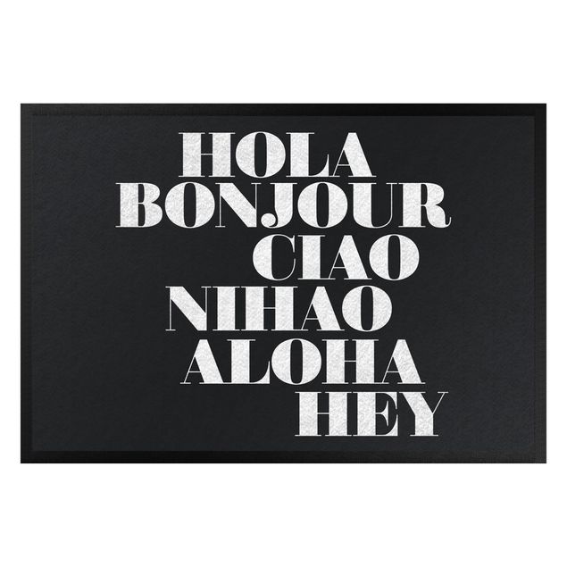 Funny welcome mats Hola Bonjour Ciao